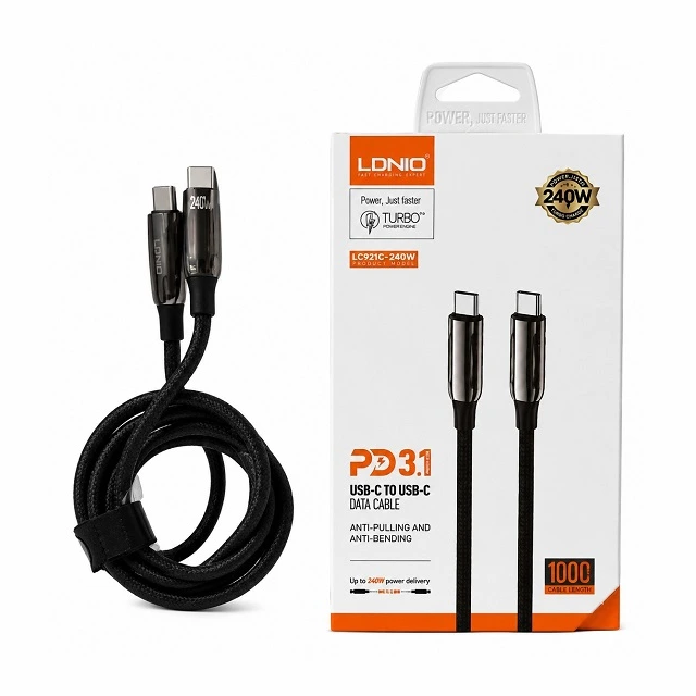 خرید کابل شارژ TYPE-C به TYPE-C لدیونو LDNIO مدل LC921C-240W